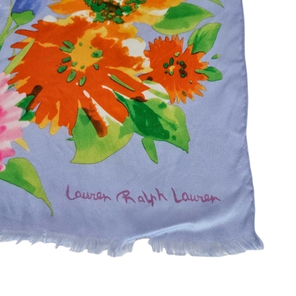 Ralph Lauren 100% Silk  Floral Patterned Scarf Hand Rolled Edges - Picture 2 of 6